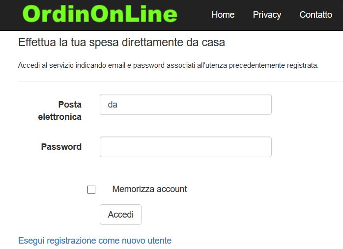 Portale dedicato alla spesa online